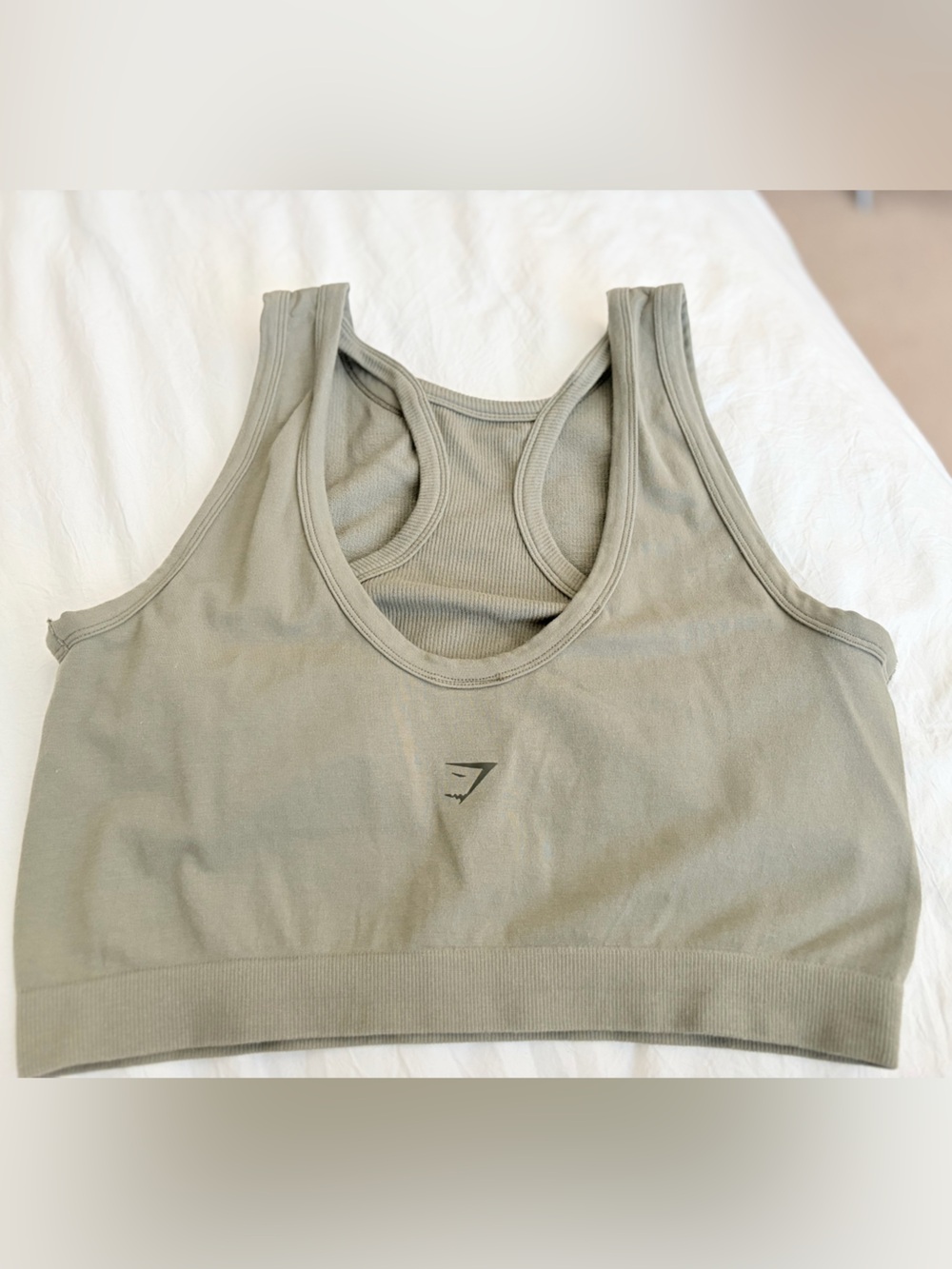 Gymshark Ribbed Racerback Sports Bra - Sage Green